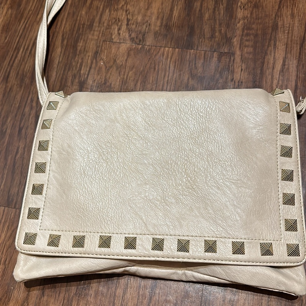 Cream Gold Studded Purse or Clutch
